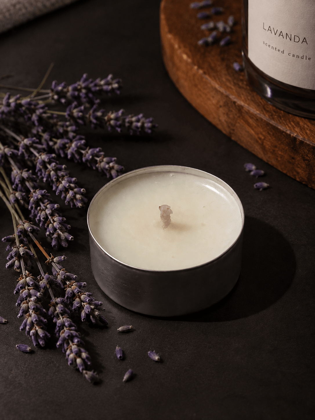 Vela de té aromática de lavanda HEBRA Essence
